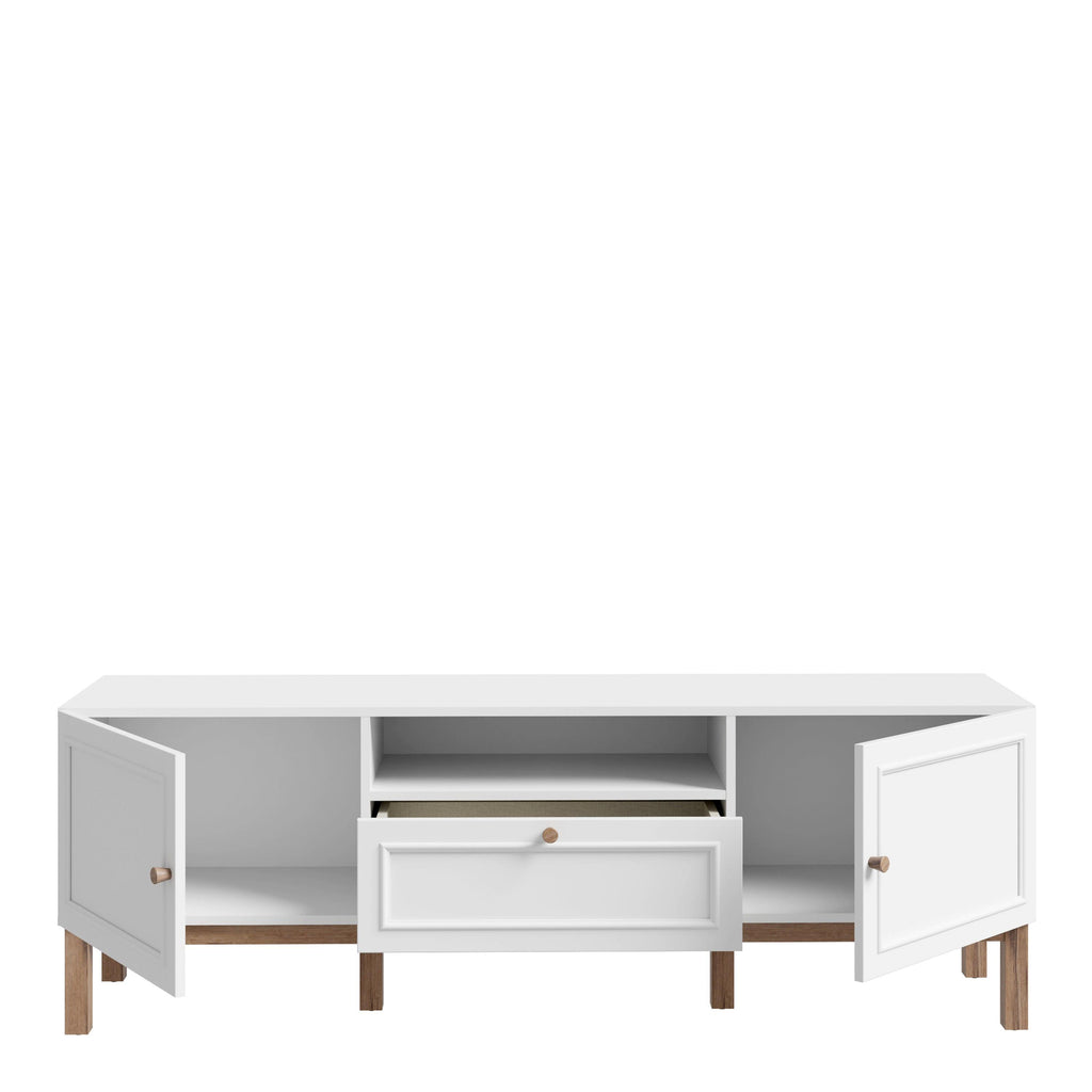 Wensley 2 Door 1 Drawer TV Unit in Light Grey and Oak inc LED Lighting - image 4