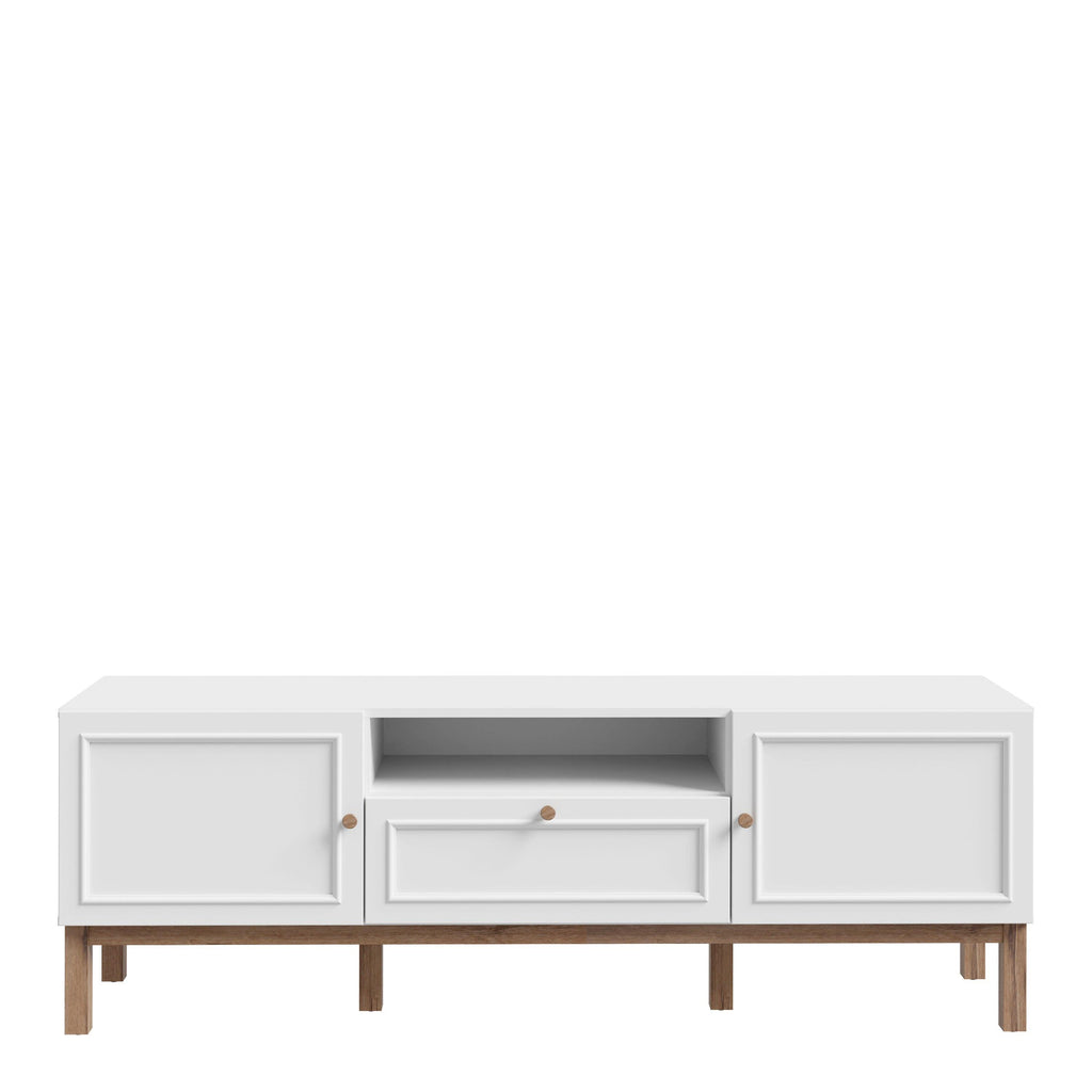 Wensley 2 Door 1 Drawer TV Unit in Light Grey and Oak - image 2