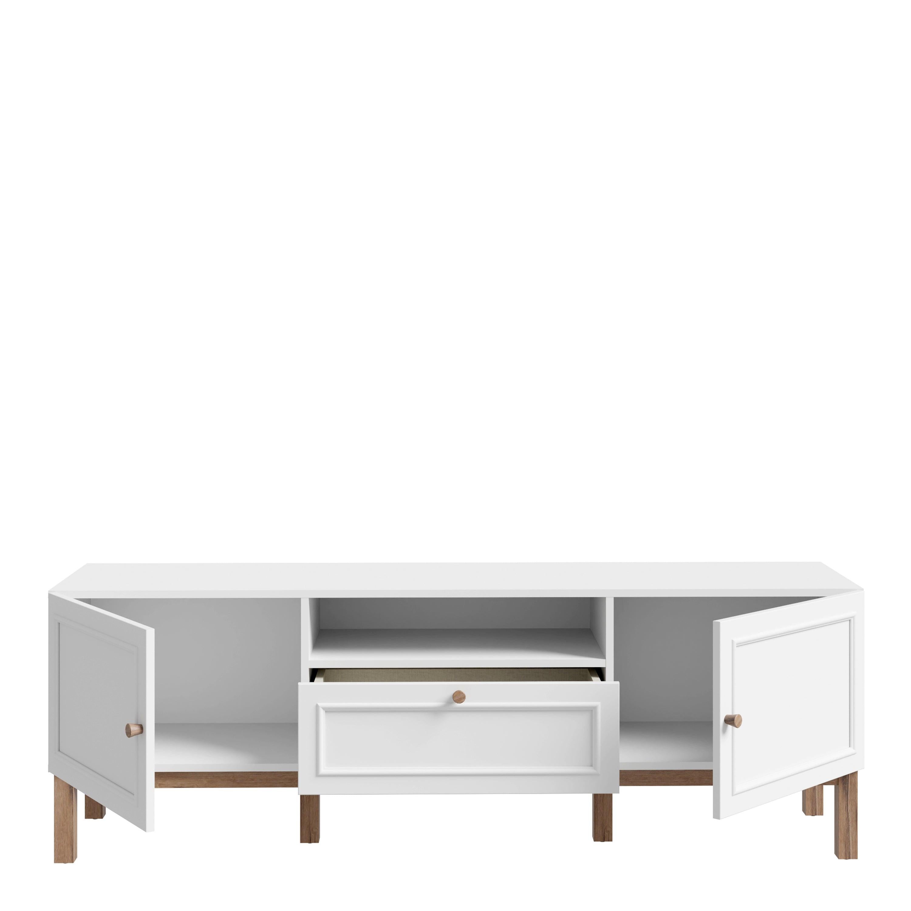 Wensley 2 Door 1 Drawer TV Unit in Light Grey and Oak - image 4