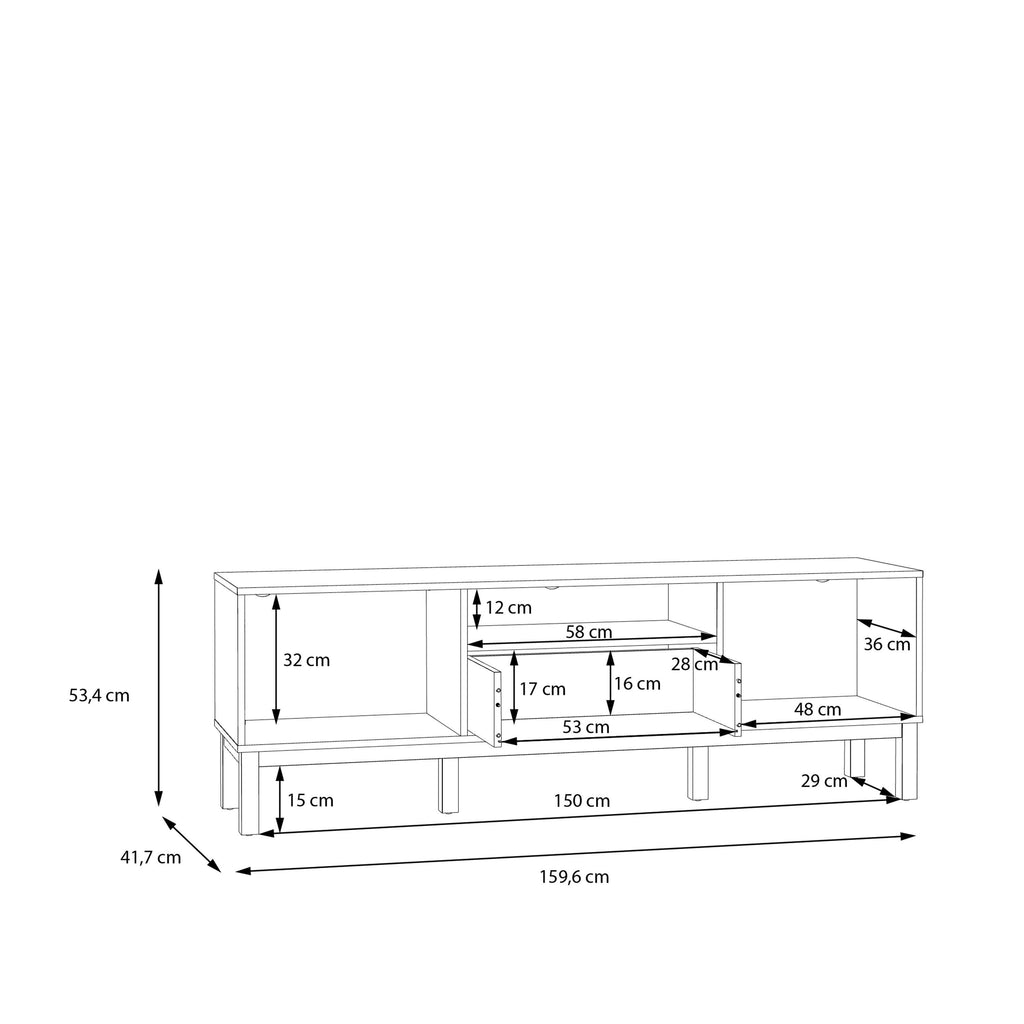 Wensley 2 Door 1 Drawer TV Unit in Light Grey and Oak - image 9