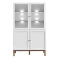 Wensley Display Cabinet with 2 Doors and 2 Glass Doors in Light Grey and Oak inc LED Lighting - image 2