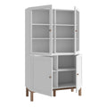 Wensley Display Cabinet with 2 Doors and 2 Glass Doors in Light Grey and Oak inc LED Lighting - image 3