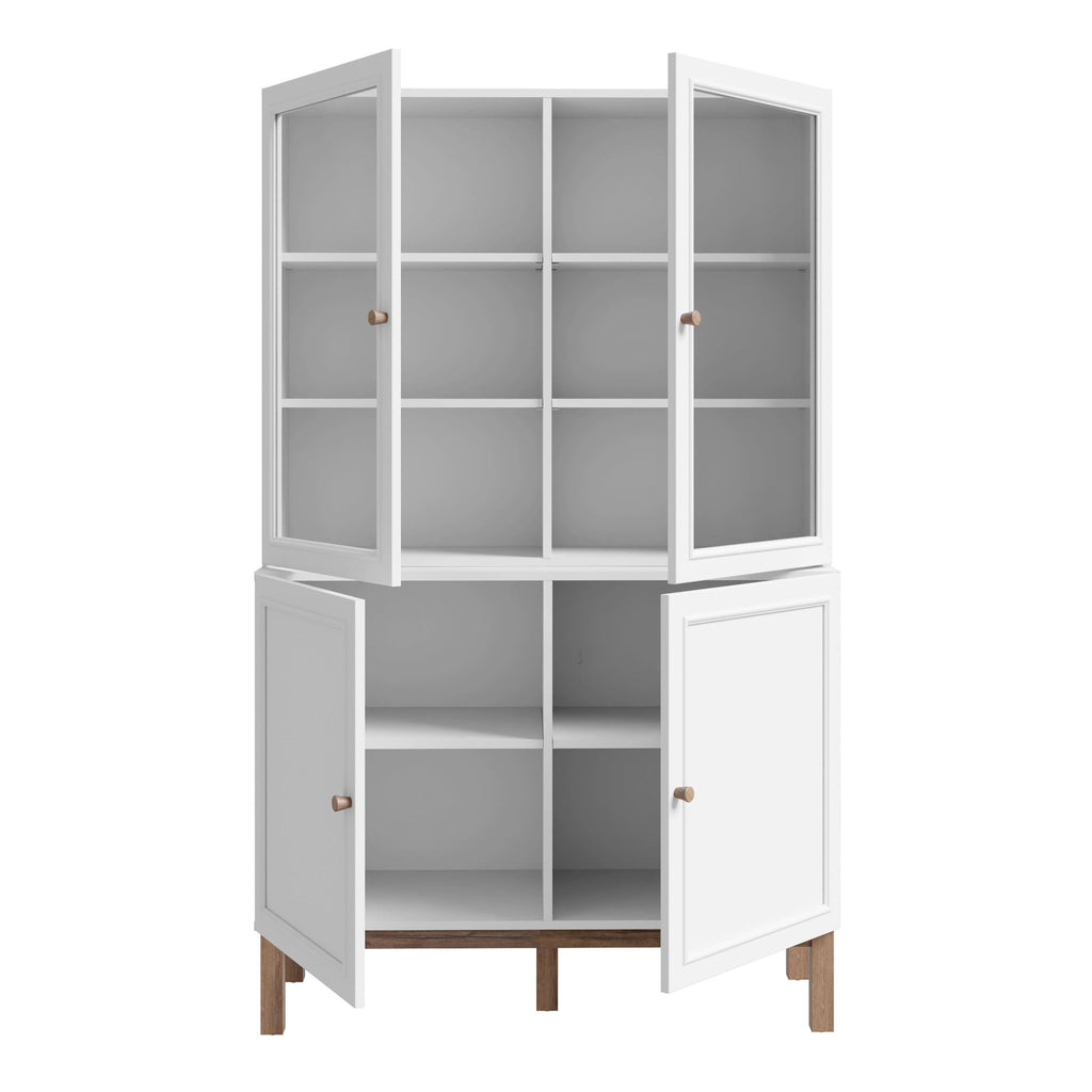 Wensley Display Cabinet with 2 Doors and 2 Glass Doors in Light Grey and Oak inc LED Lighting - image 4