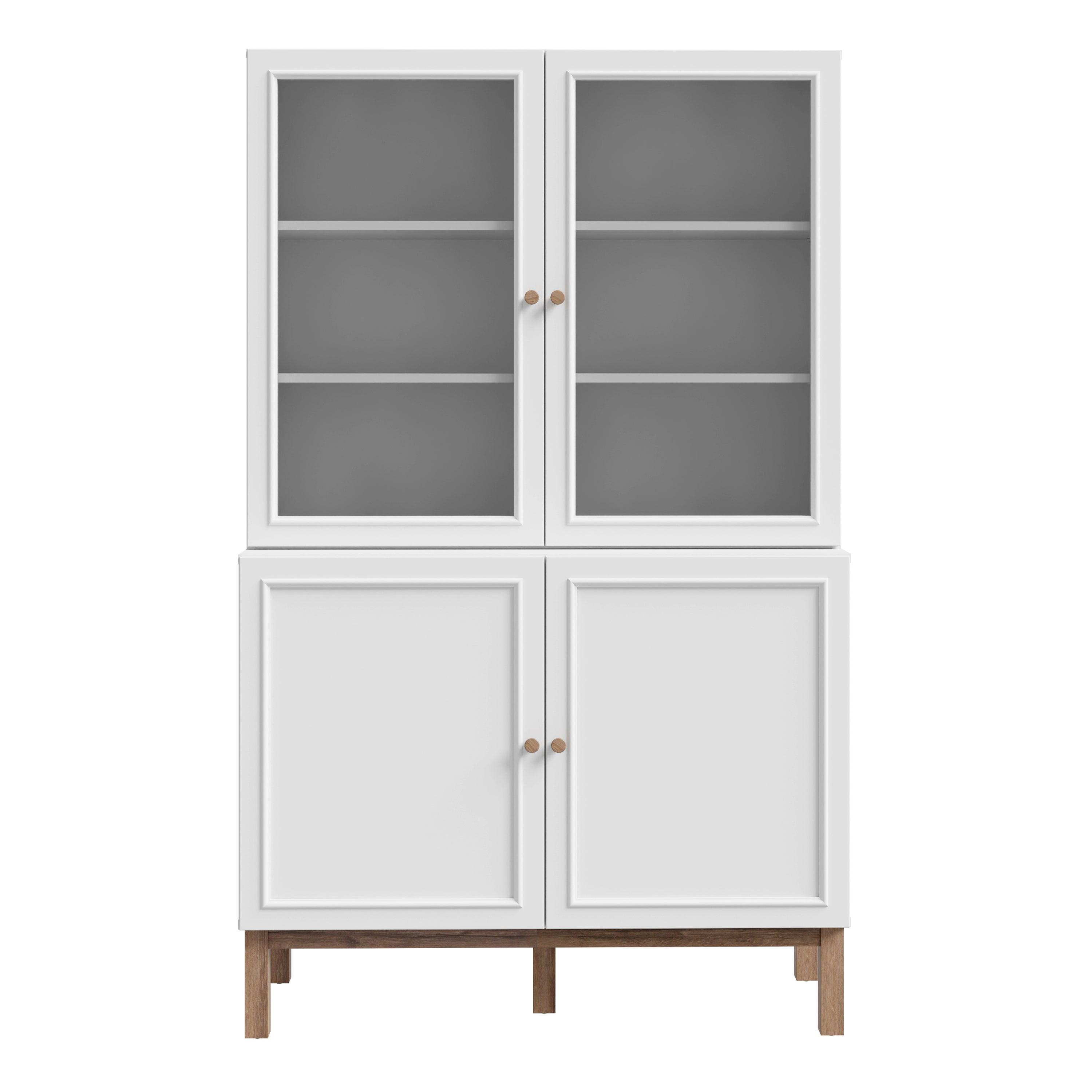 Wensley Display Cabinet with 2 Doors and 2 Glass Doors in Light Grey and Oak - image 2