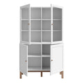 Wensley Display Cabinet with 2 Doors and 2 Glass Doors in Light Grey and Oak - image 4