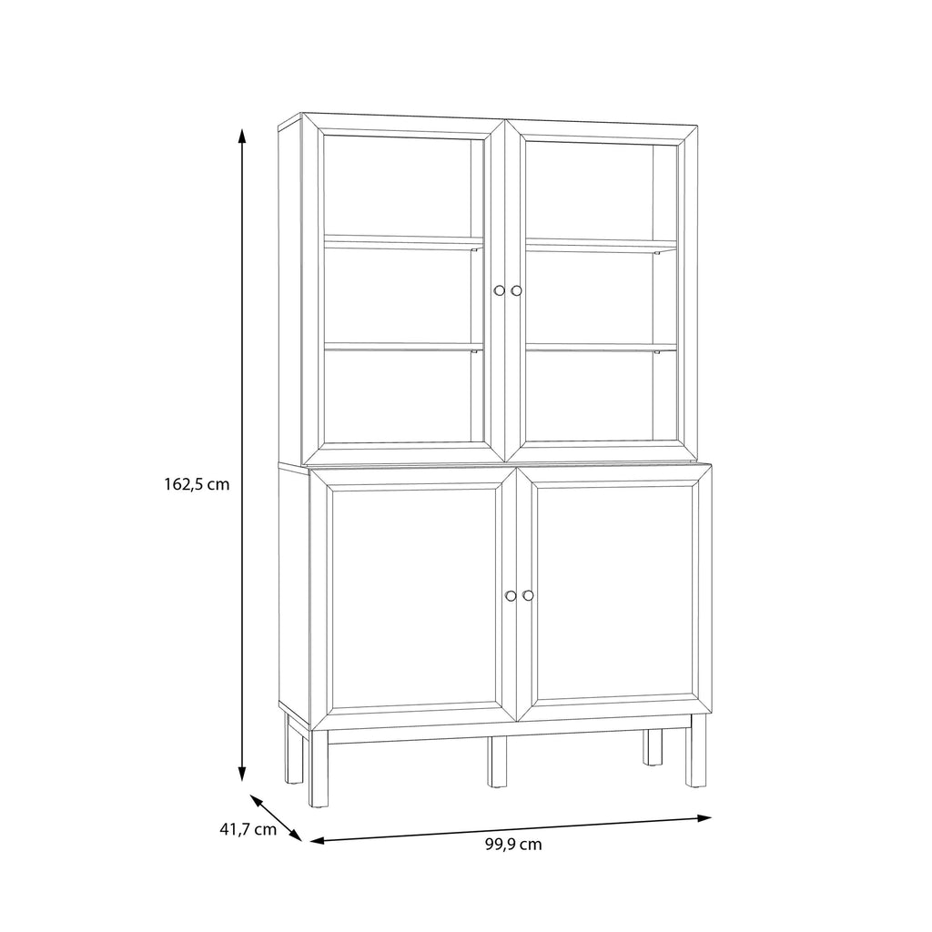 Wensley Display Cabinet with 2 Doors and 2 Glass Doors in Light Grey and Oak - image 7