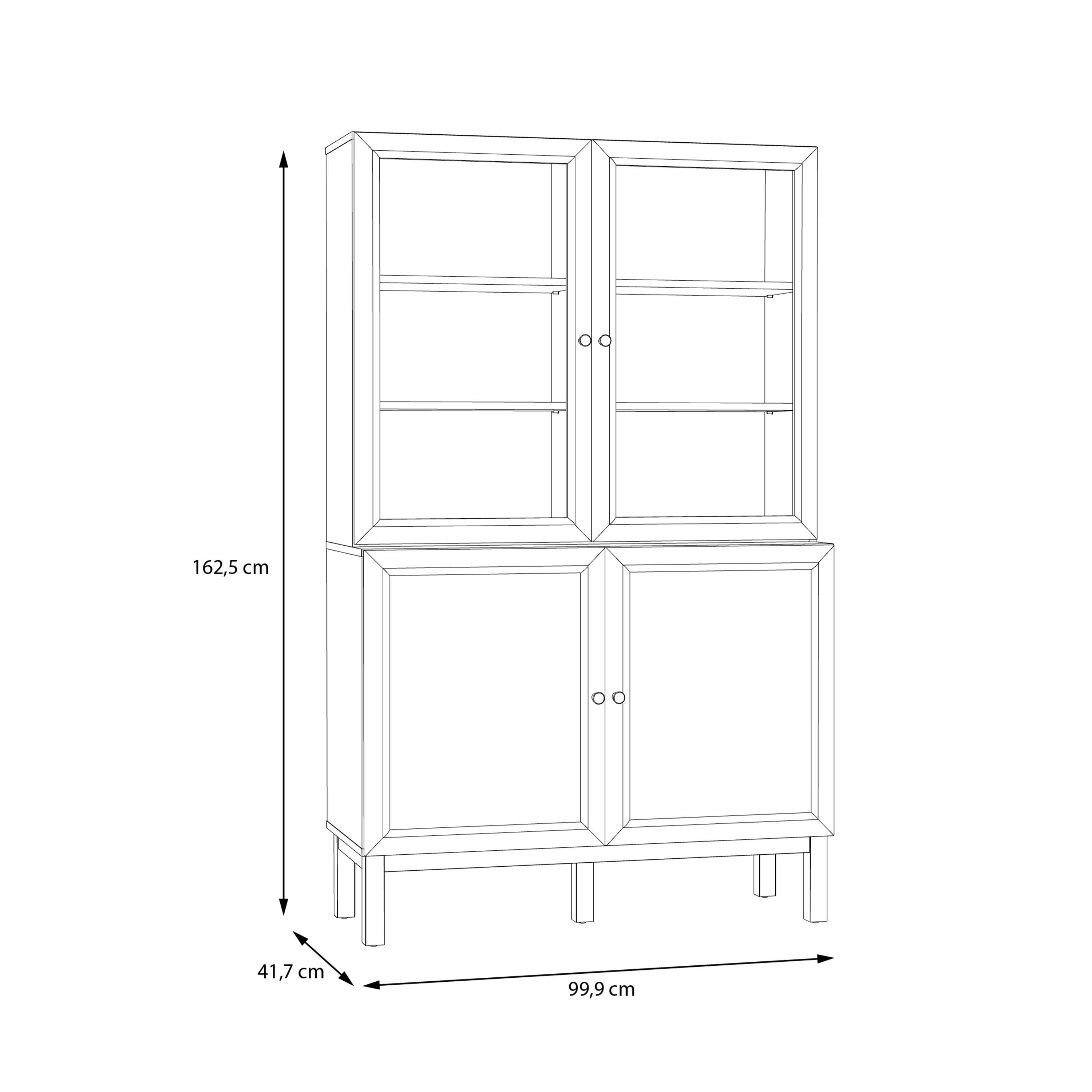 Wensley Display Cabinet with 2 Doors and 2 Glass Doors in Light Grey and Oak - image 7