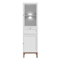 Wensley Display Cabinet with 1 Door 1 Drawer and 1 Glass Door in Light Grey and Oak inc LED Lighting - image 2