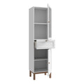 Wensley Display Cabinet with 1 Door 1 Drawer and 1 Glass Door in Light Grey and Oak inc LED Lighting - image 3