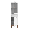 Wensley Display Cabinet with 1 Door 1 Drawer and 1 Glass Door in Light Grey and Oak inc LED Lighting - image 4