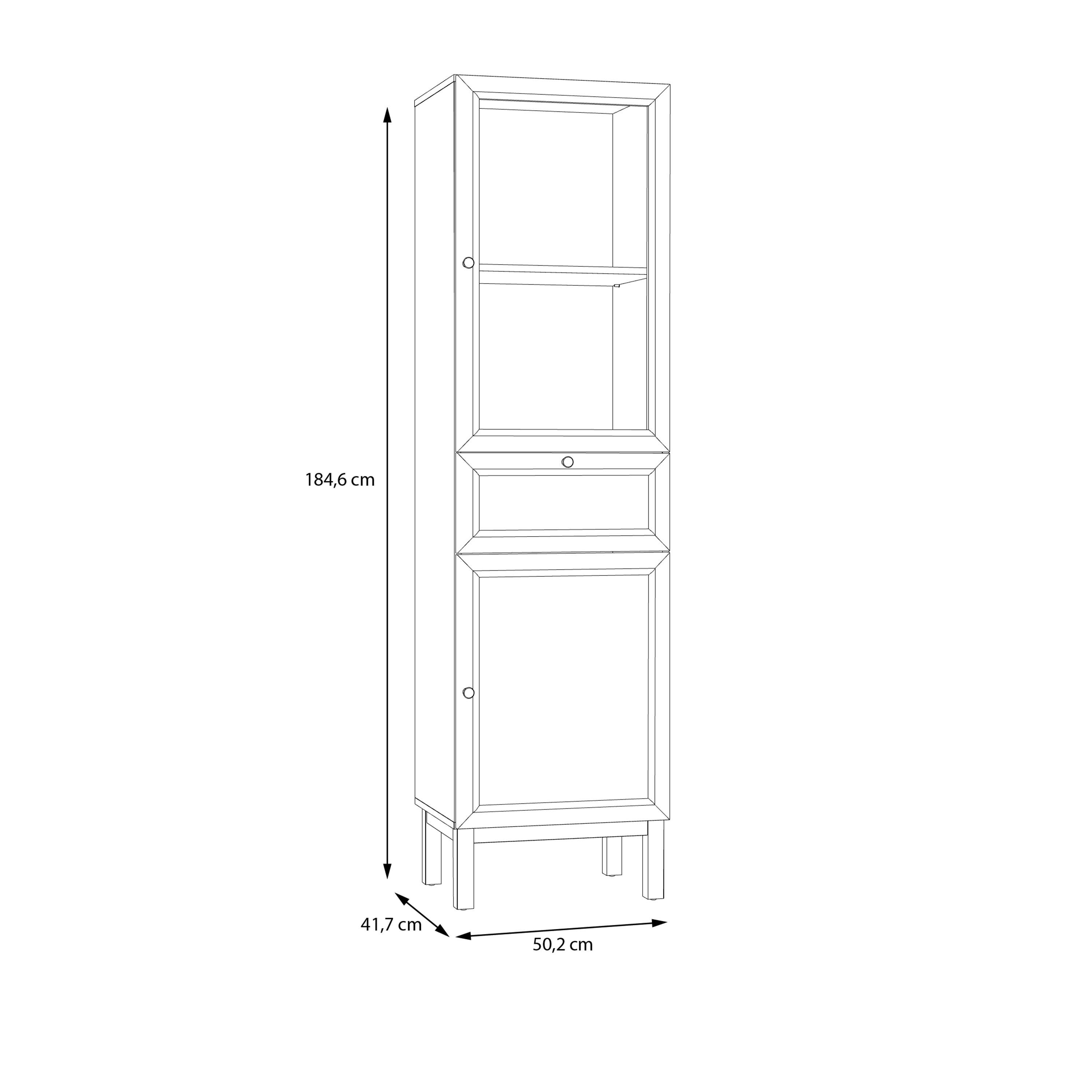 Wensley Display Cabinet with 1 Door 1 Drawer and 1 Glass Door in Light Grey and Oak inc LED Lighting - image 9