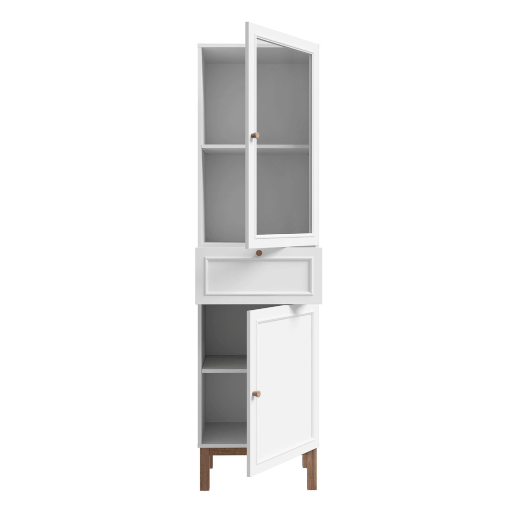 Wensley Display Cabinet with 1 Door 1 Drawer and 1 Glass Door in Light Grey and Oak - image 4