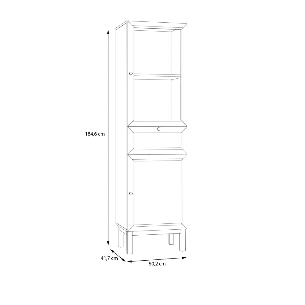 Wensley Display Cabinet with 1 Door 1 Drawer and 1 Glass Door in Light Grey and Oak - image 7