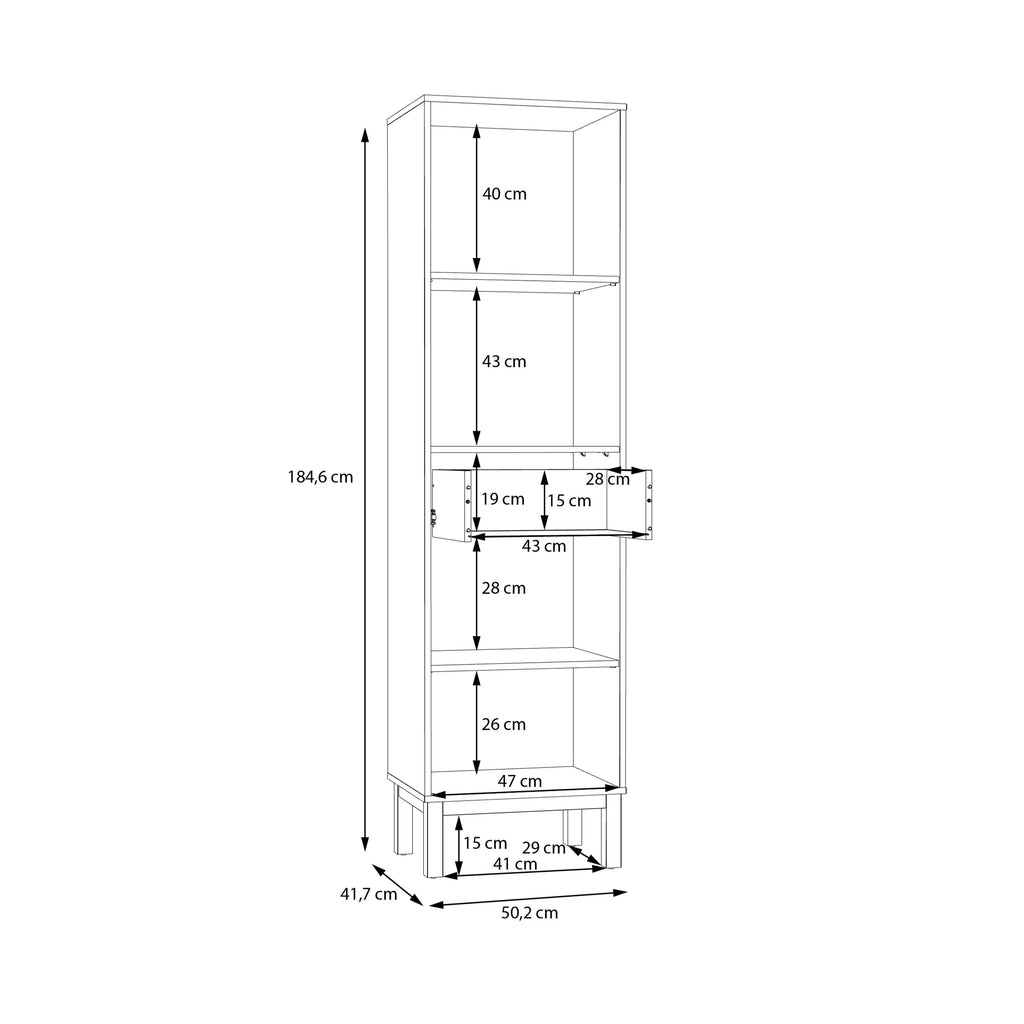 Wensley Display Cabinet with 1 Door 1 Drawer and 1 Glass Door in Light Grey and Oak - image 8