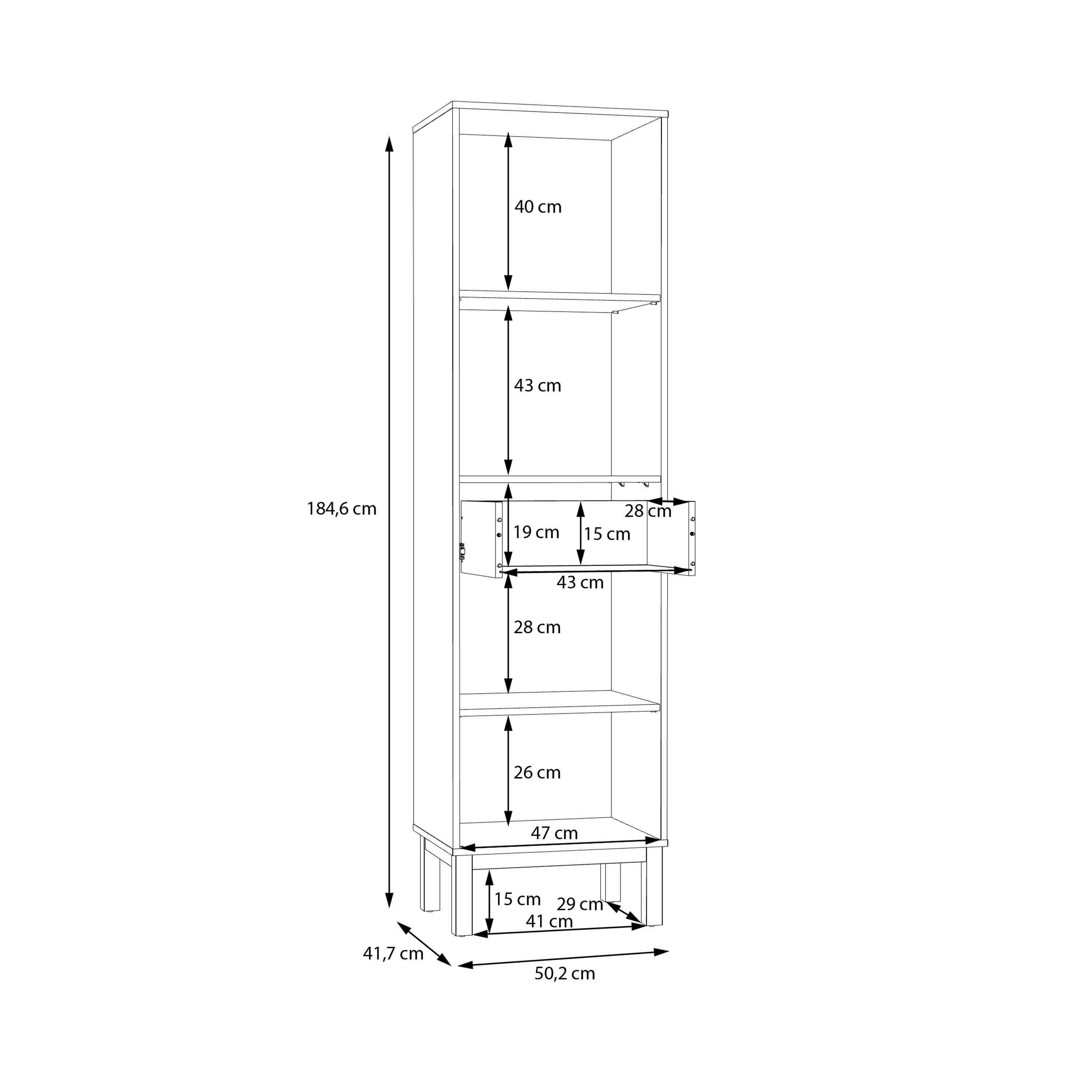 Wensley Display Cabinet with 1 Door 1 Drawer and 1 Glass Door in Light Grey and Oak - image 8