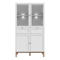 Wensley Display Cabinet with 2 Doors 2 Drawers and 2 Glass Doors in Light Grey and Oak inc LED Lighting - image 2