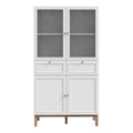 Wensley Display Cabinet with 2 Doors 2 Drawers and 2 Glass Doors in Light Grey and Oak - image 2