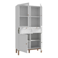 Wensley Display Cabinet with 2 Doors 2 Drawers and 2 Glass Doors in Light Grey and Oak - image 3