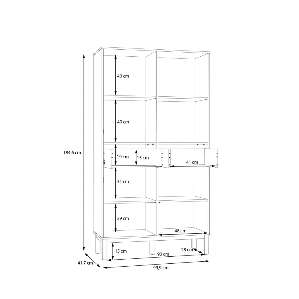 Wensley Display Cabinet with 2 Doors 2 Drawers and 2 Glass Doors in Light Grey and Oak - image 7