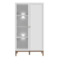 Wensley Display Cabinet with 1 Door and 1 Glass Door in Light Grey and Oak inc LED Lighting - image 2