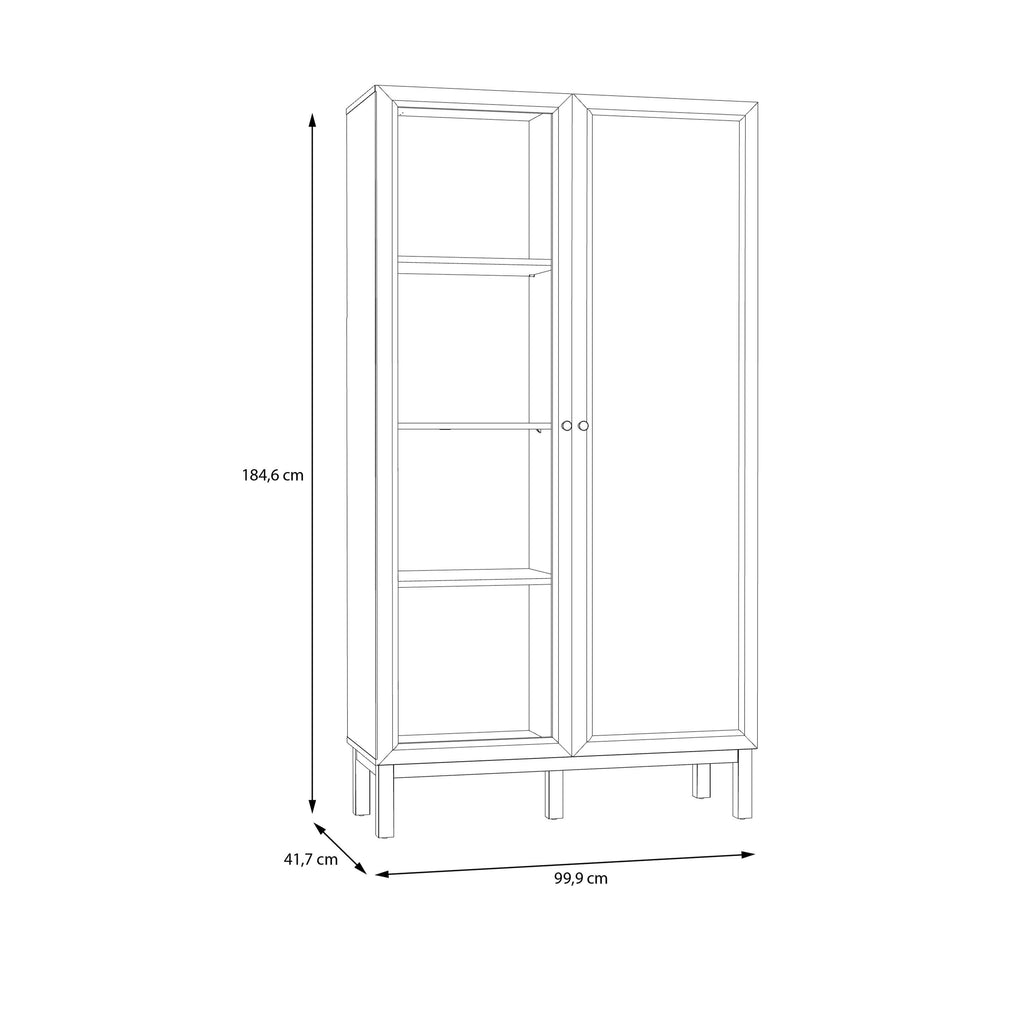 Wensley Display Cabinet with 1 Door and 1 Glass Door in Light Grey and Oak inc LED Lighting - image 9