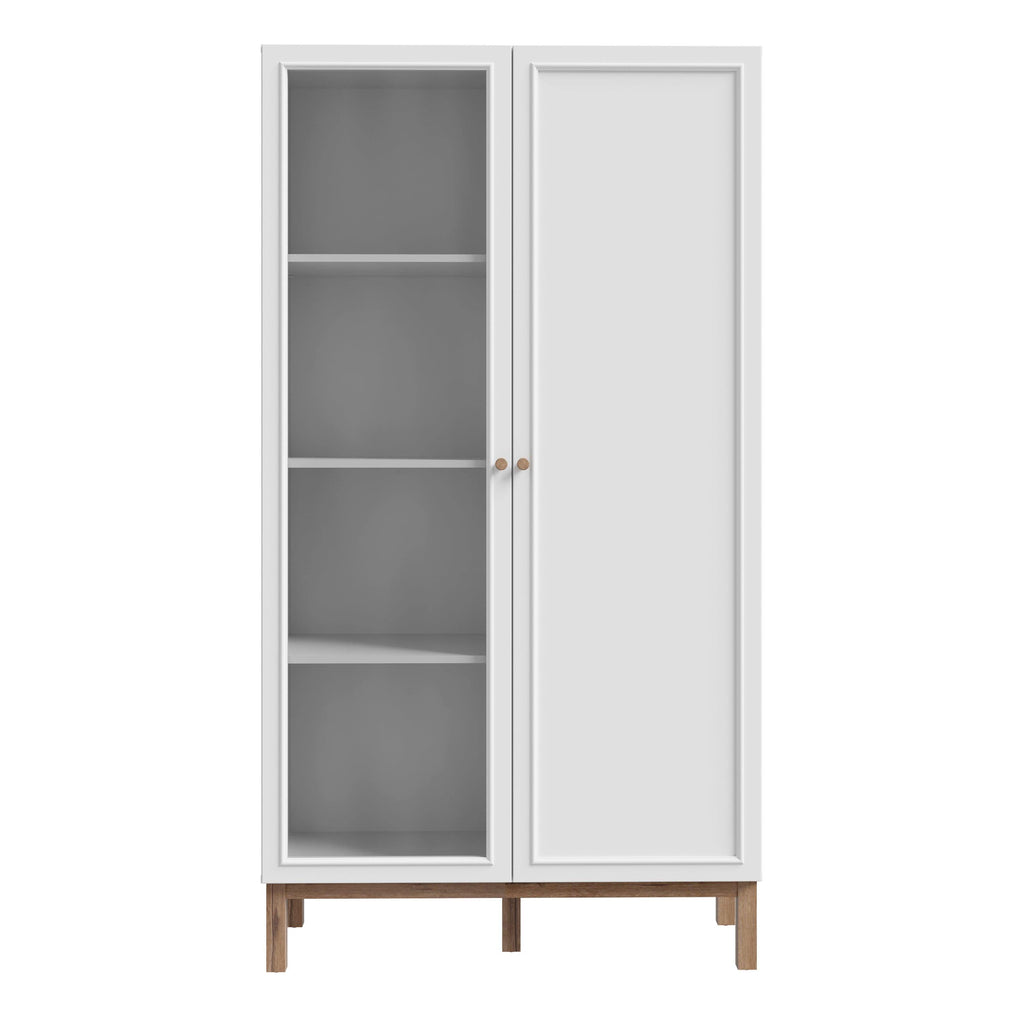 Wensley Display Cabinet with 1 Door and 1 Glass Door in Light Grey and Oak - image 2