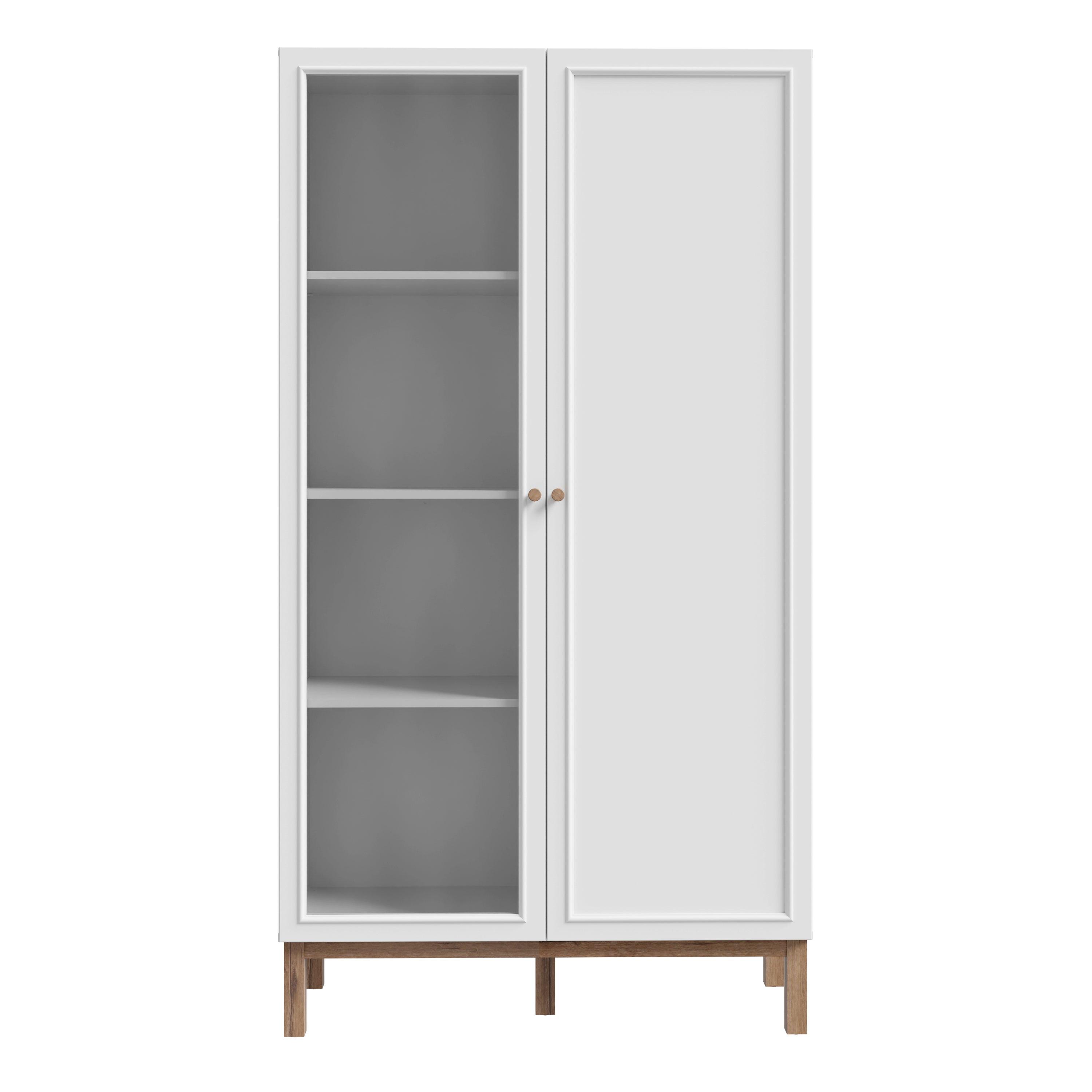 Wensley Display Cabinet with 1 Door and 1 Glass Door in Light Grey and Oak - image 2