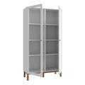 Wensley Display Cabinet with 1 Door and 1 Glass Door in Light Grey and Oak - image 3