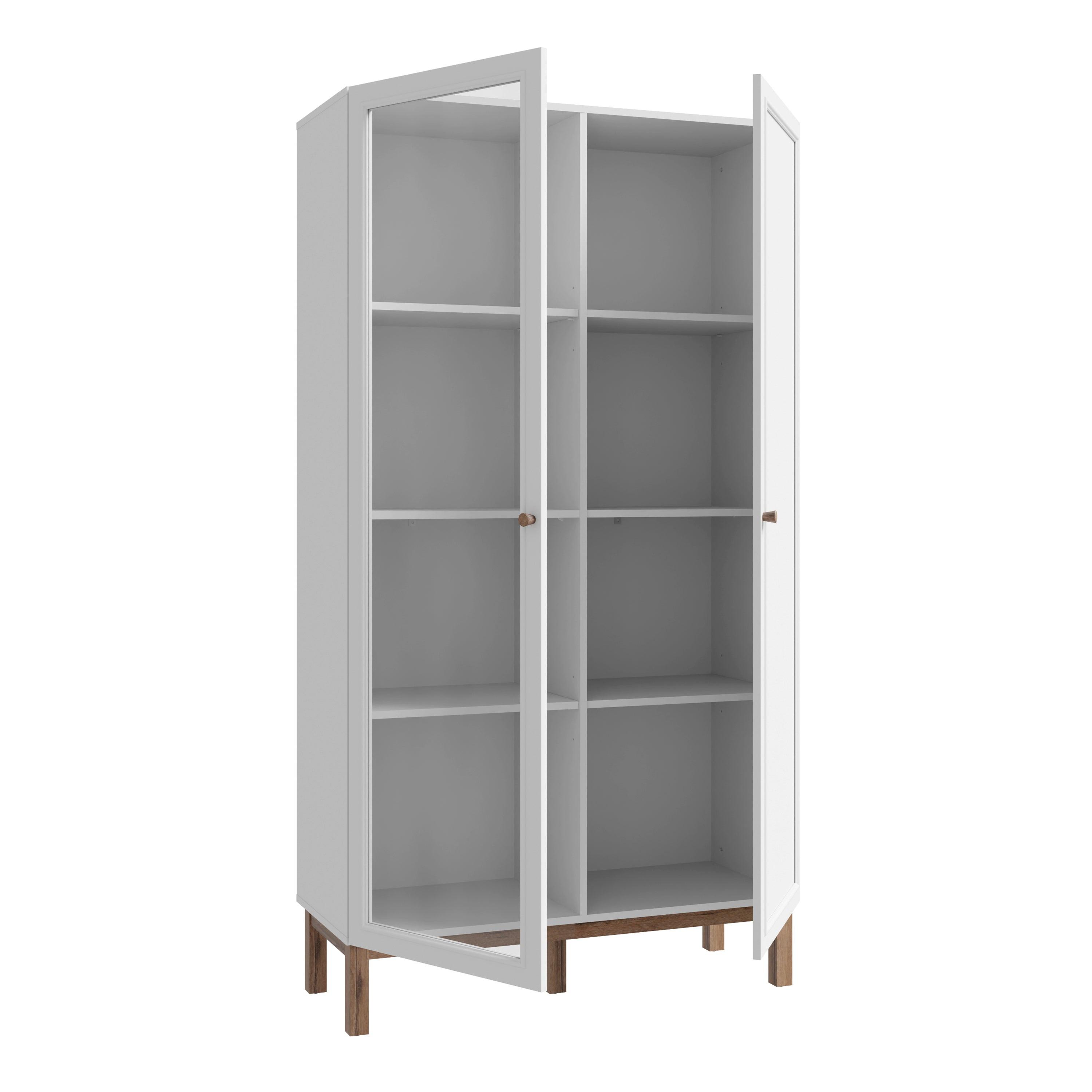 Wensley Display Cabinet with 1 Door and 1 Glass Door in Light Grey and Oak - image 3