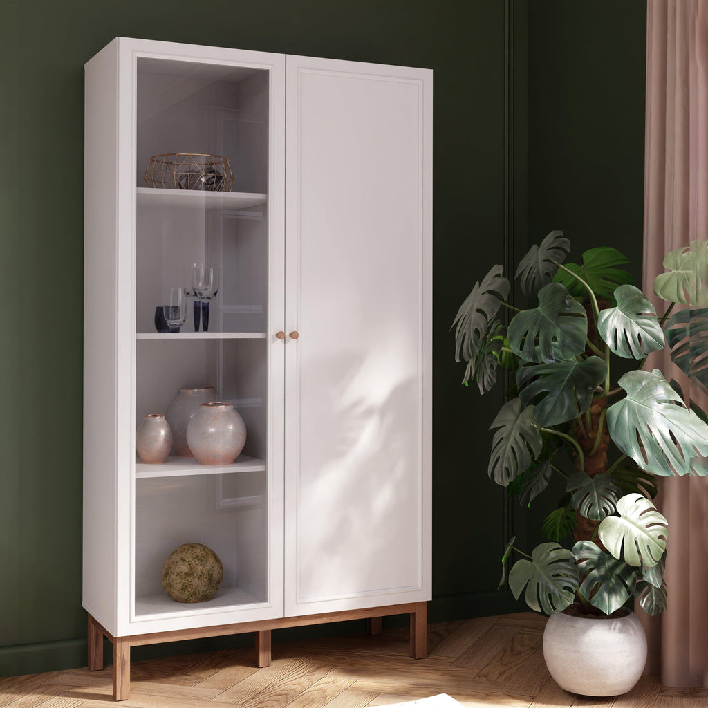 Wensley Display Cabinet with 1 Door and 1 Glass Door in Light Grey and Oak - image 6