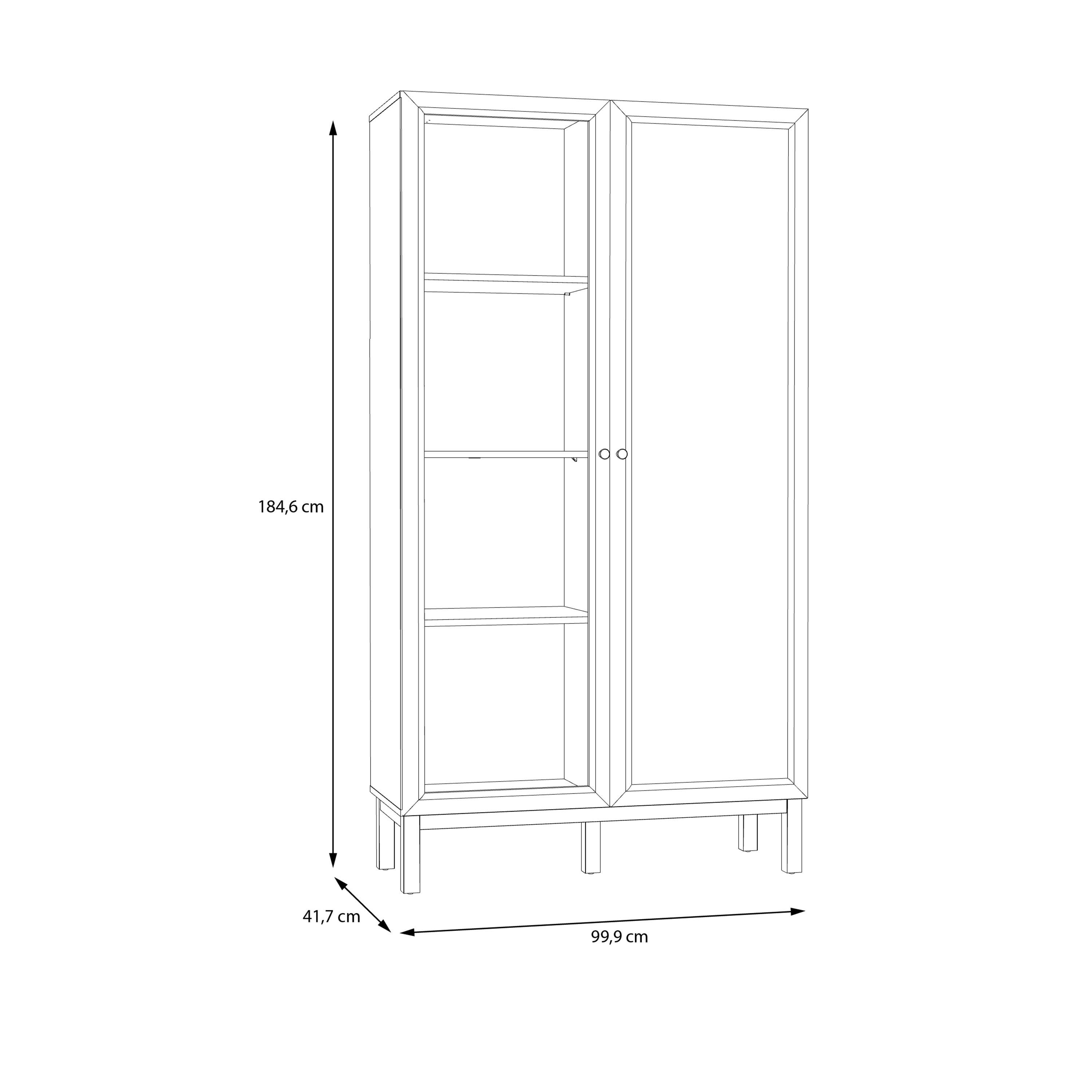 Wensley Display Cabinet with 1 Door and 1 Glass Door in Light Grey and Oak - image 7
