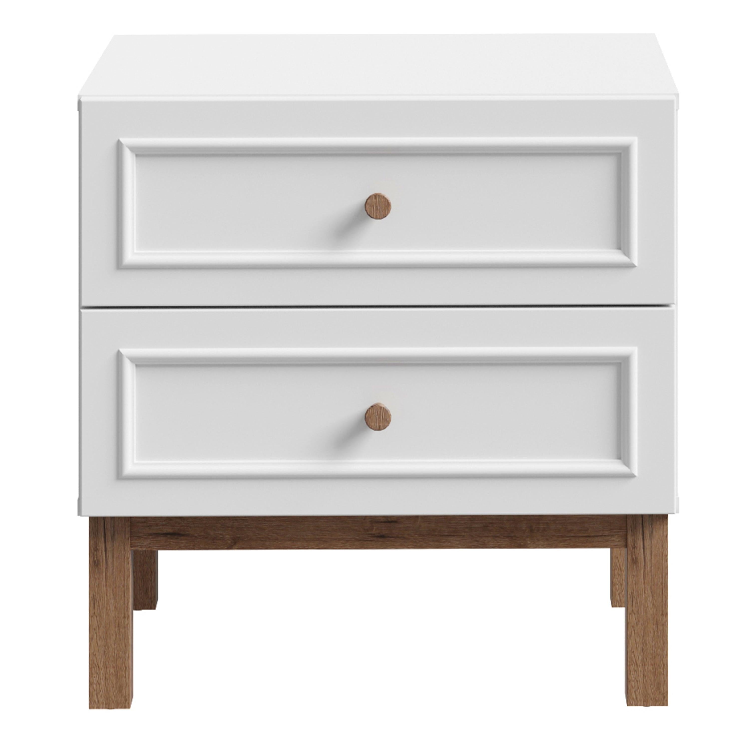 Wensley 2 Drawer Bedside Chest in Light Grey and Oak - image 2
