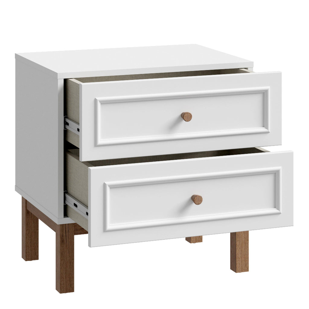 Wensley 2 Drawer Bedside Chest in Light Grey and Oak - image 3