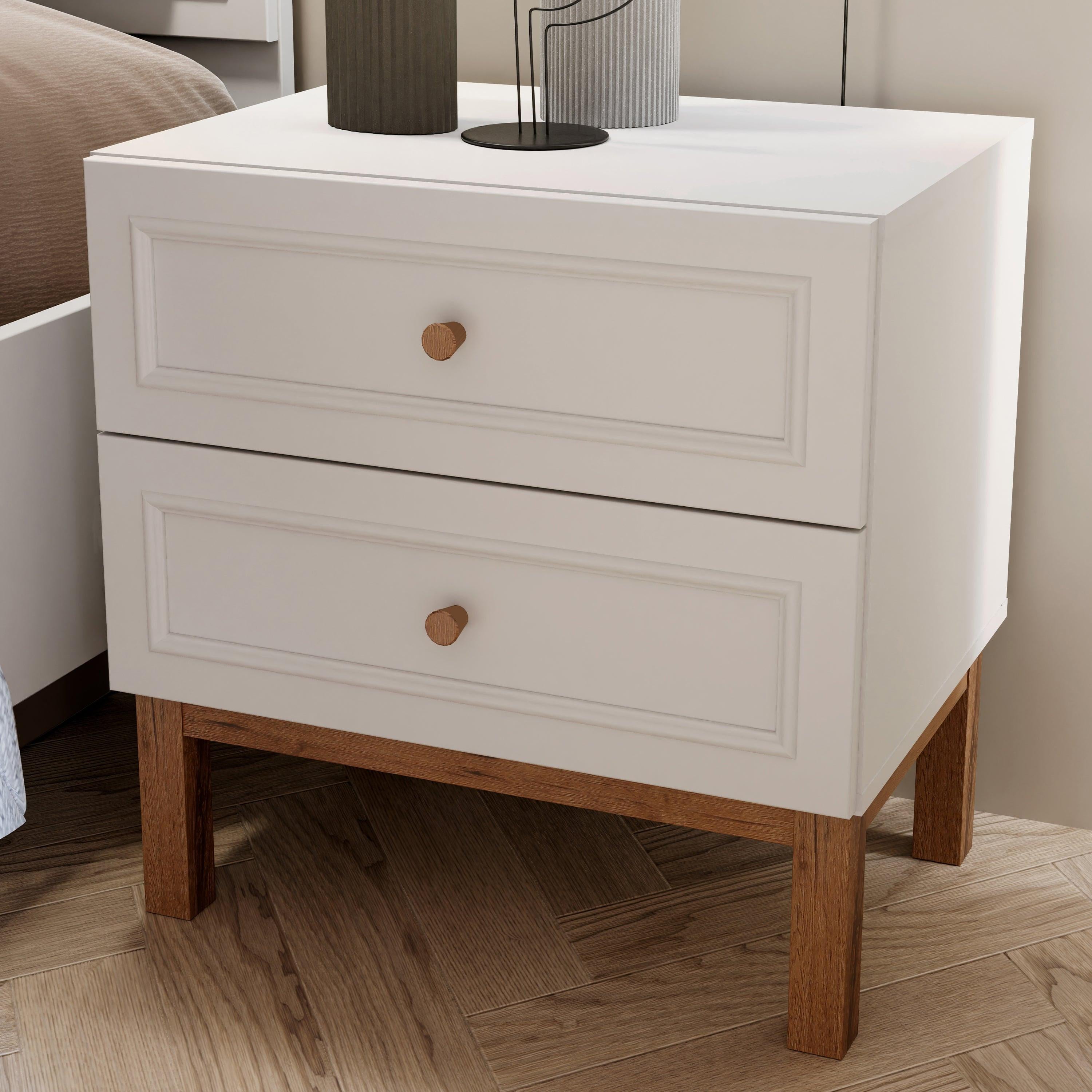Wensley 2 Drawer Bedside Chest in Light Grey and Oak - image 7