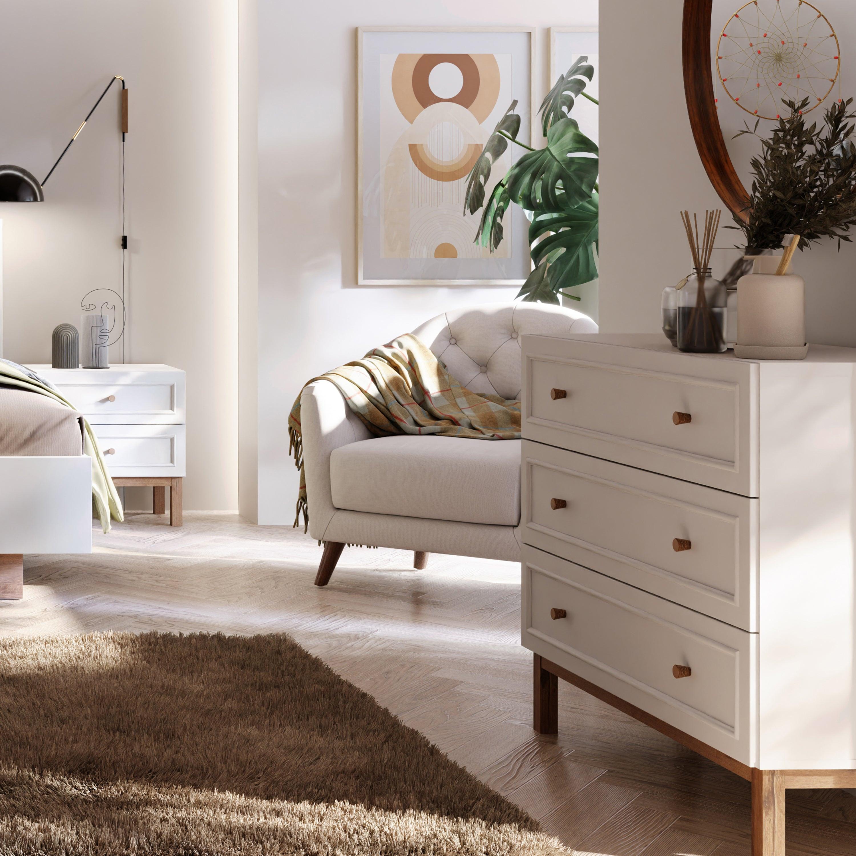 Wensley 3 Drawer Chest in Light Grey and Oak - image 6