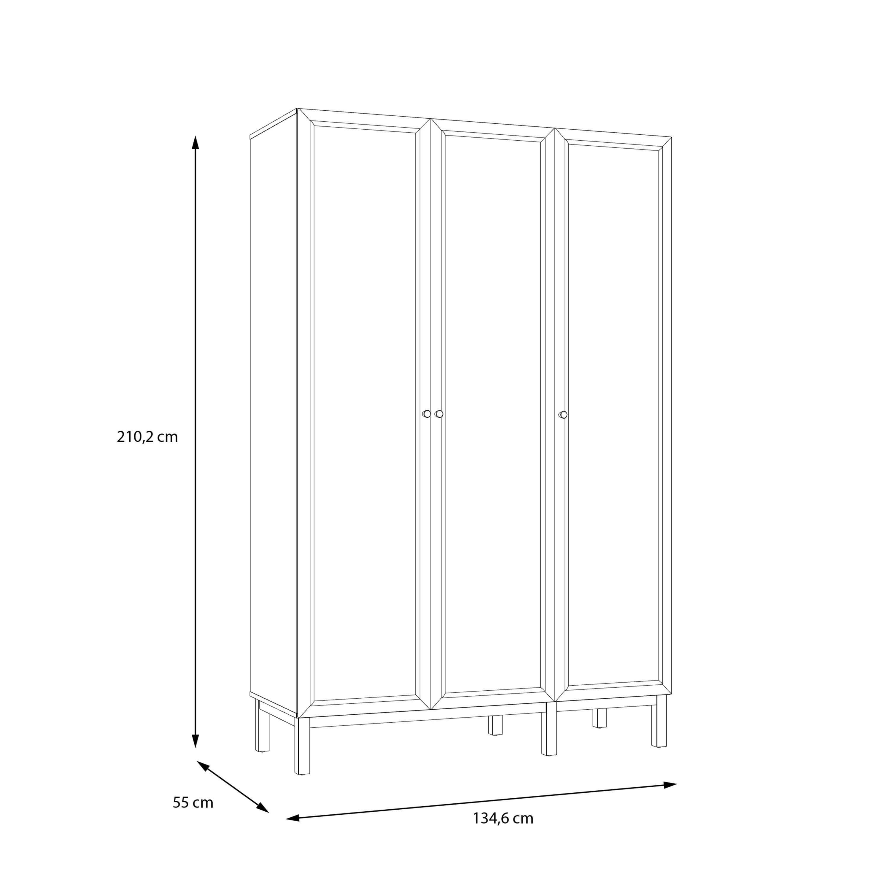 Wensley 3 Door Wardrobe in Light Grey and Oak - image 8