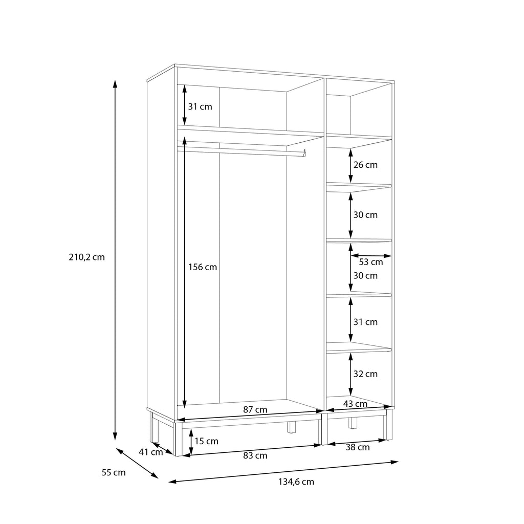 Wensley 3 Door Wardrobe in Light Grey and Oak - image 9
