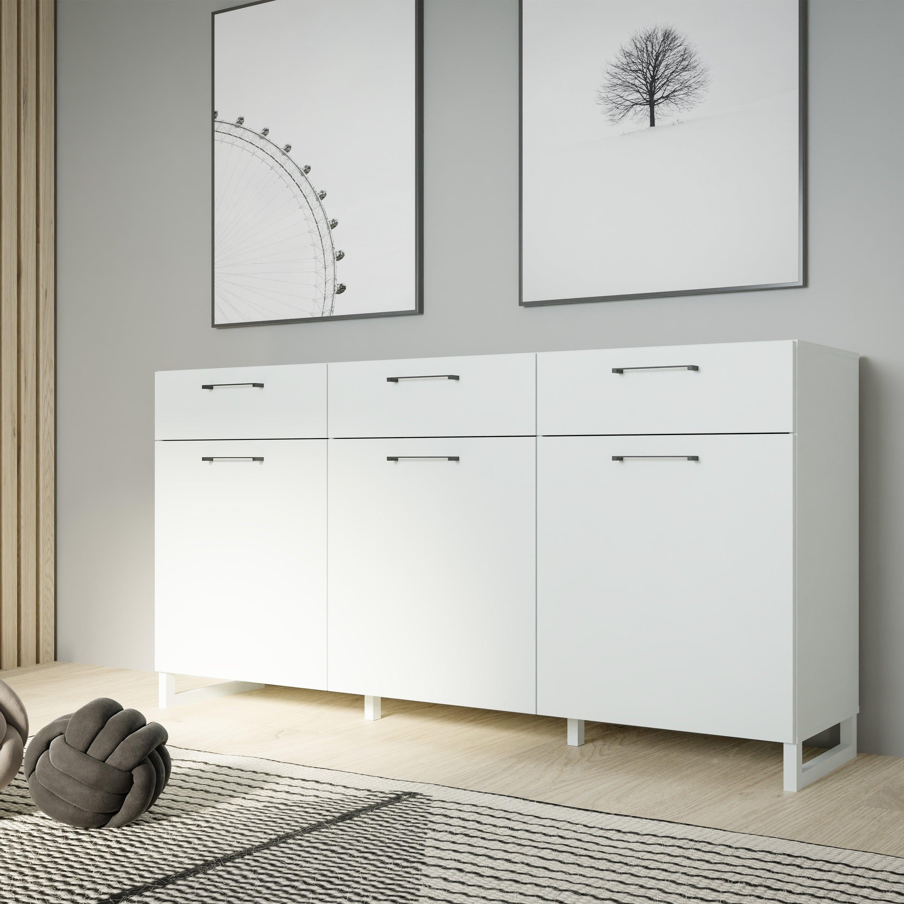 Sali 3 Door 3 Drawer Chest in Light Grey - image 6