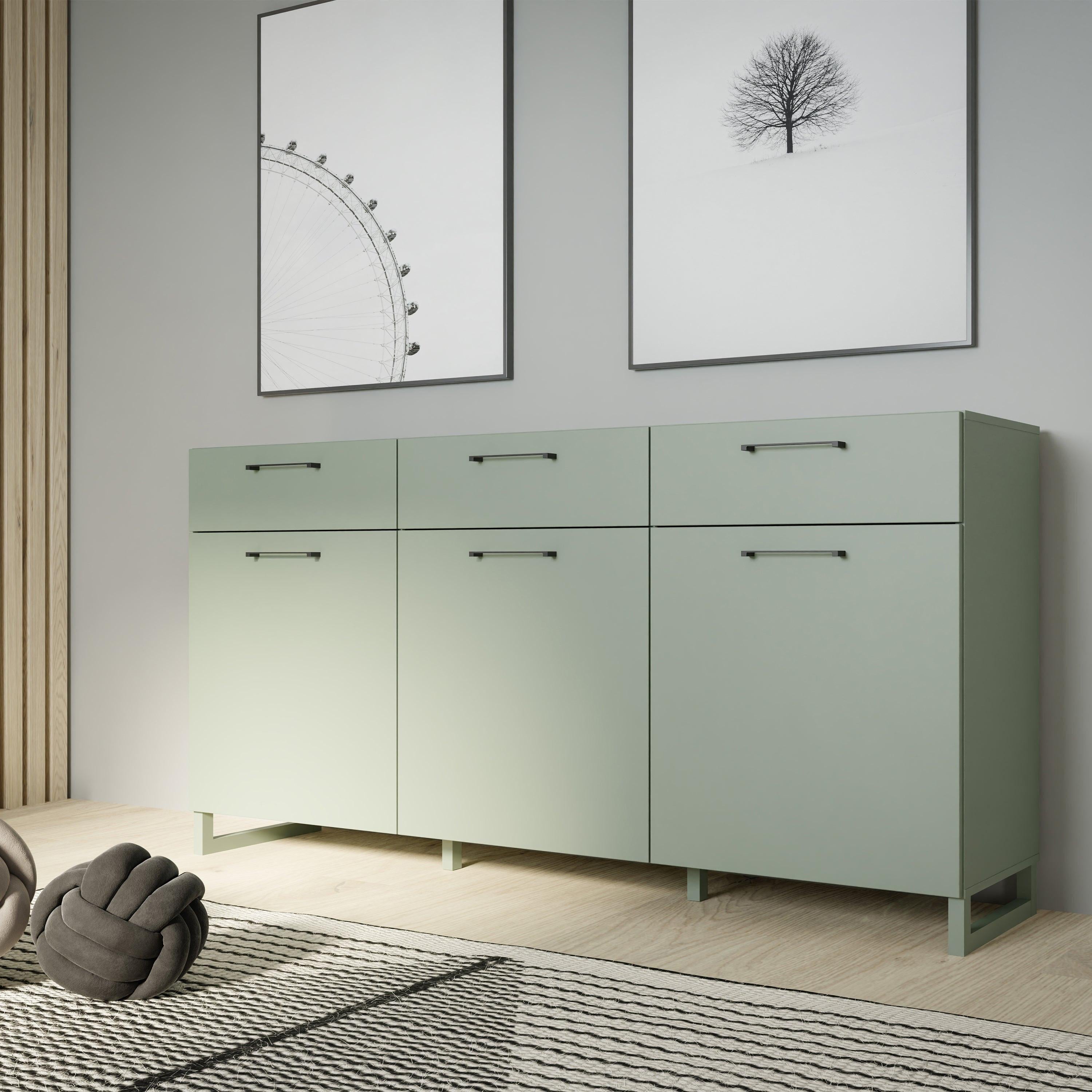 Sali 3 Door 3 Drawer Chest in Sage Green - image 6