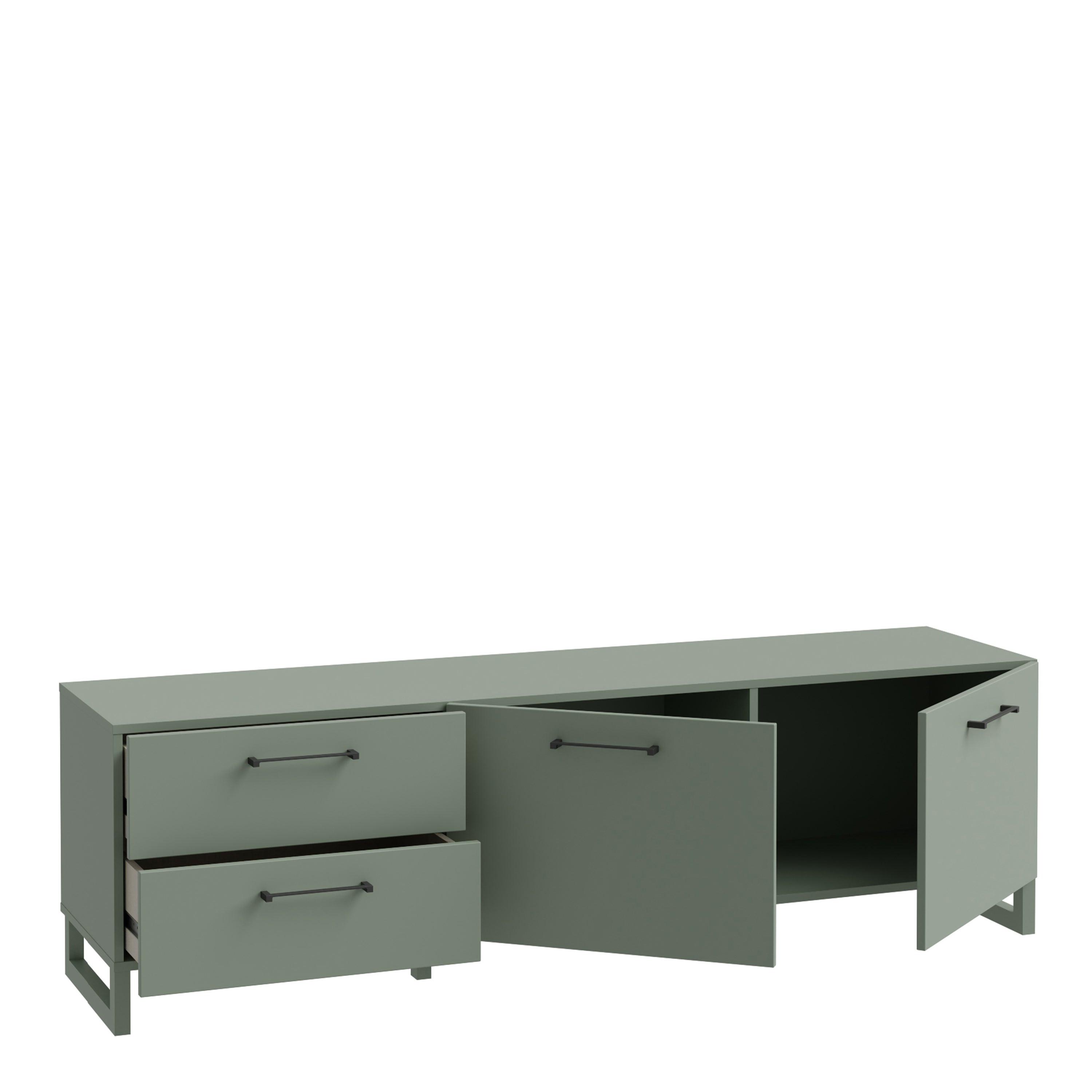 Sali 2 Door 2 Drawer TV Unit in Sage Green - image 3