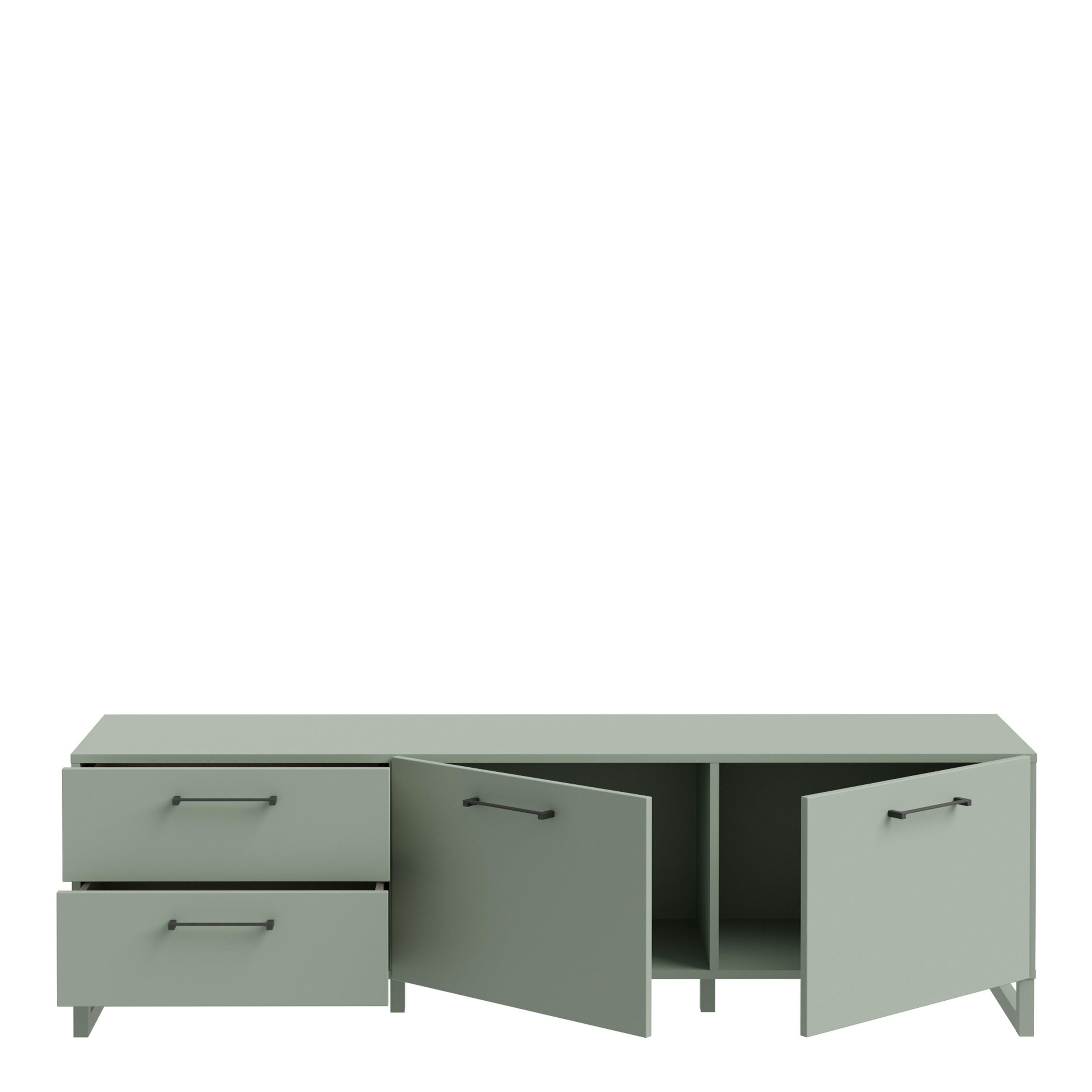 Sali 2 Door 2 Drawer TV Unit in Sage Green - image 4