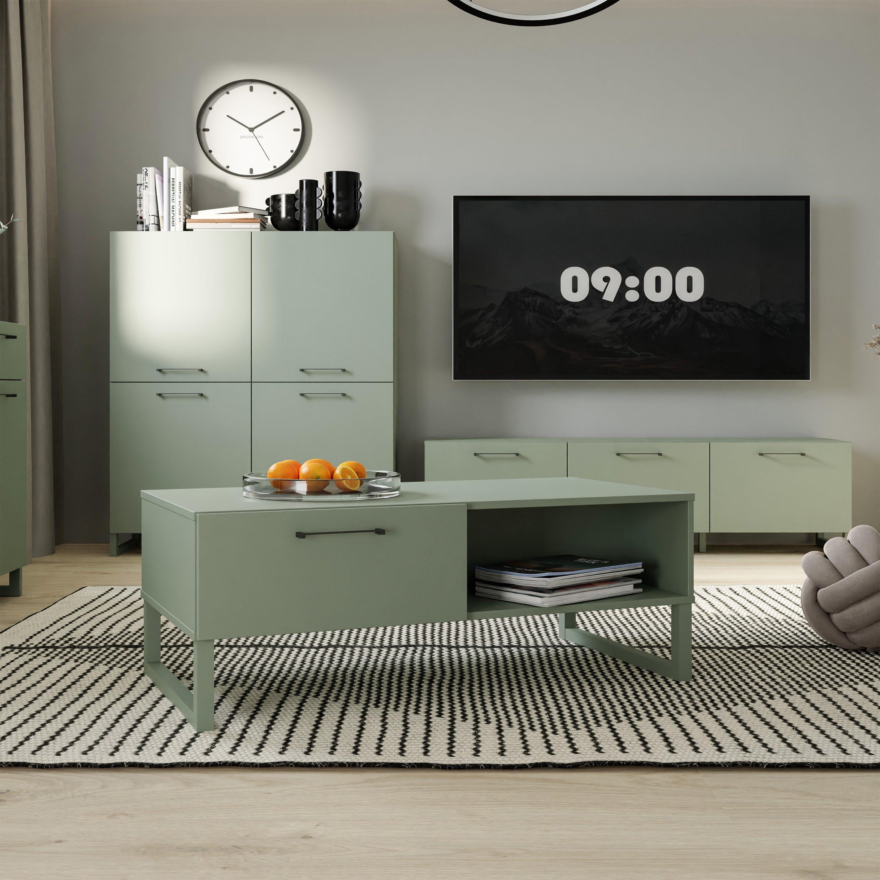 Sali 2 Door 2 Drawer TV Unit in Sage Green - image 5