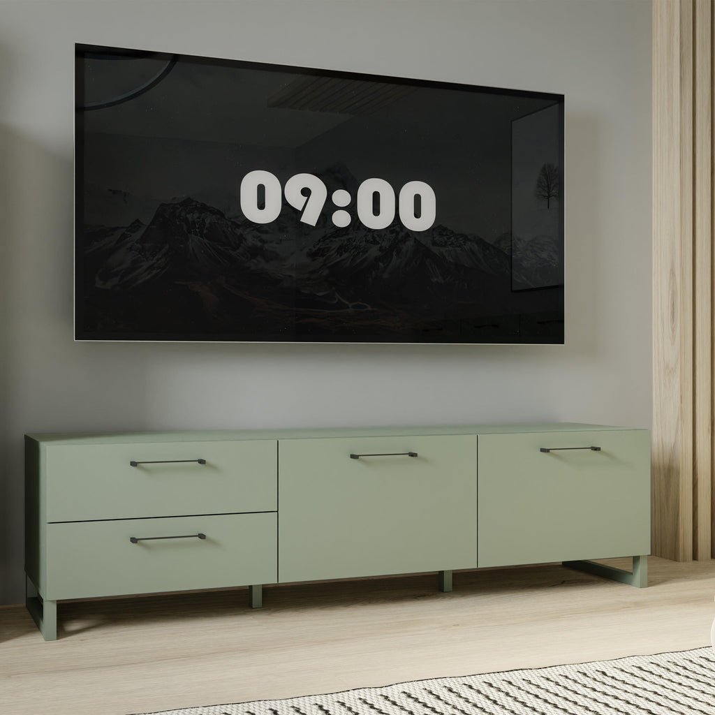 Sali 2 Door 2 Drawer TV Unit in Sage Green - image 6