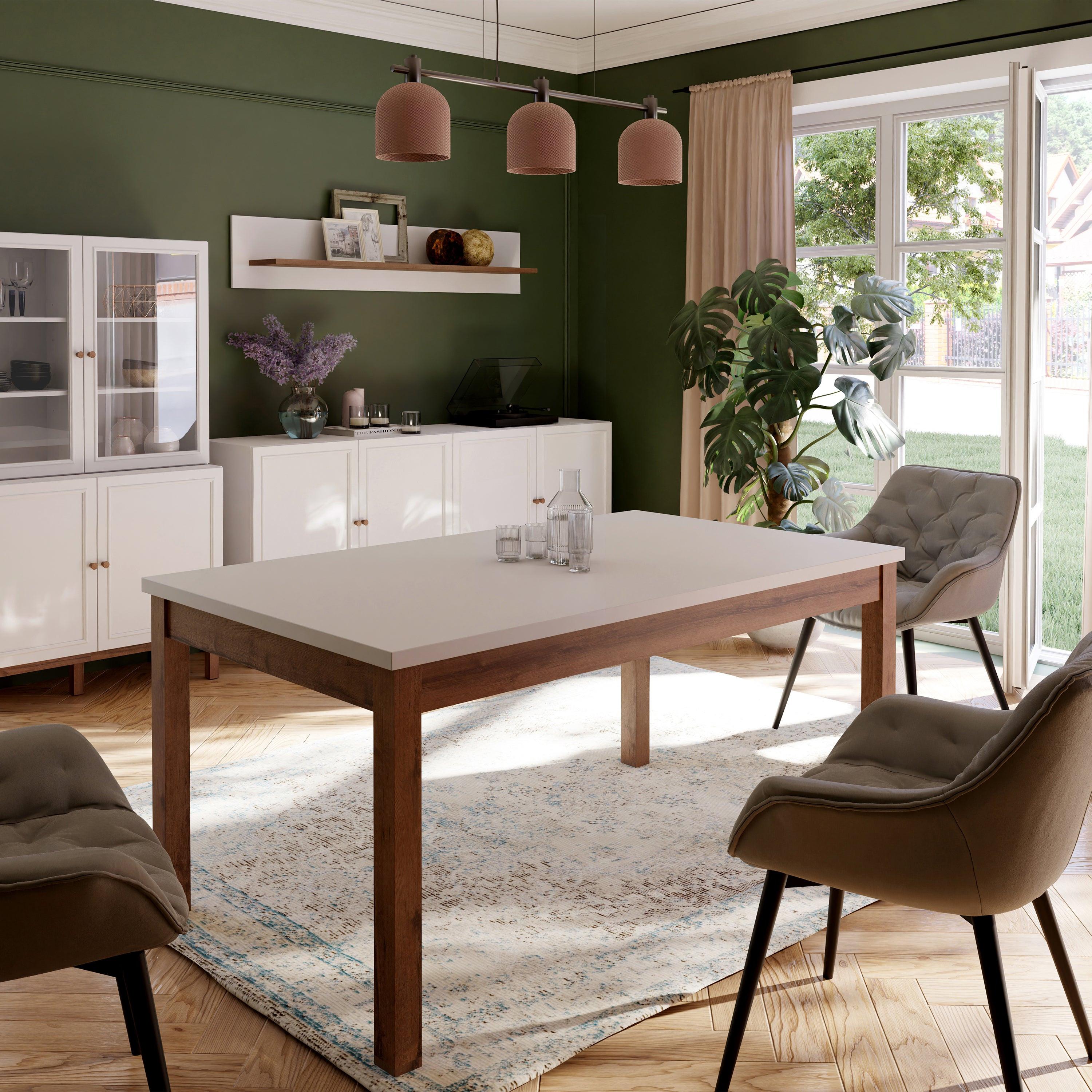 Wensley Dining Table in Light Grey and Oak 160.4x90cm - image 5
