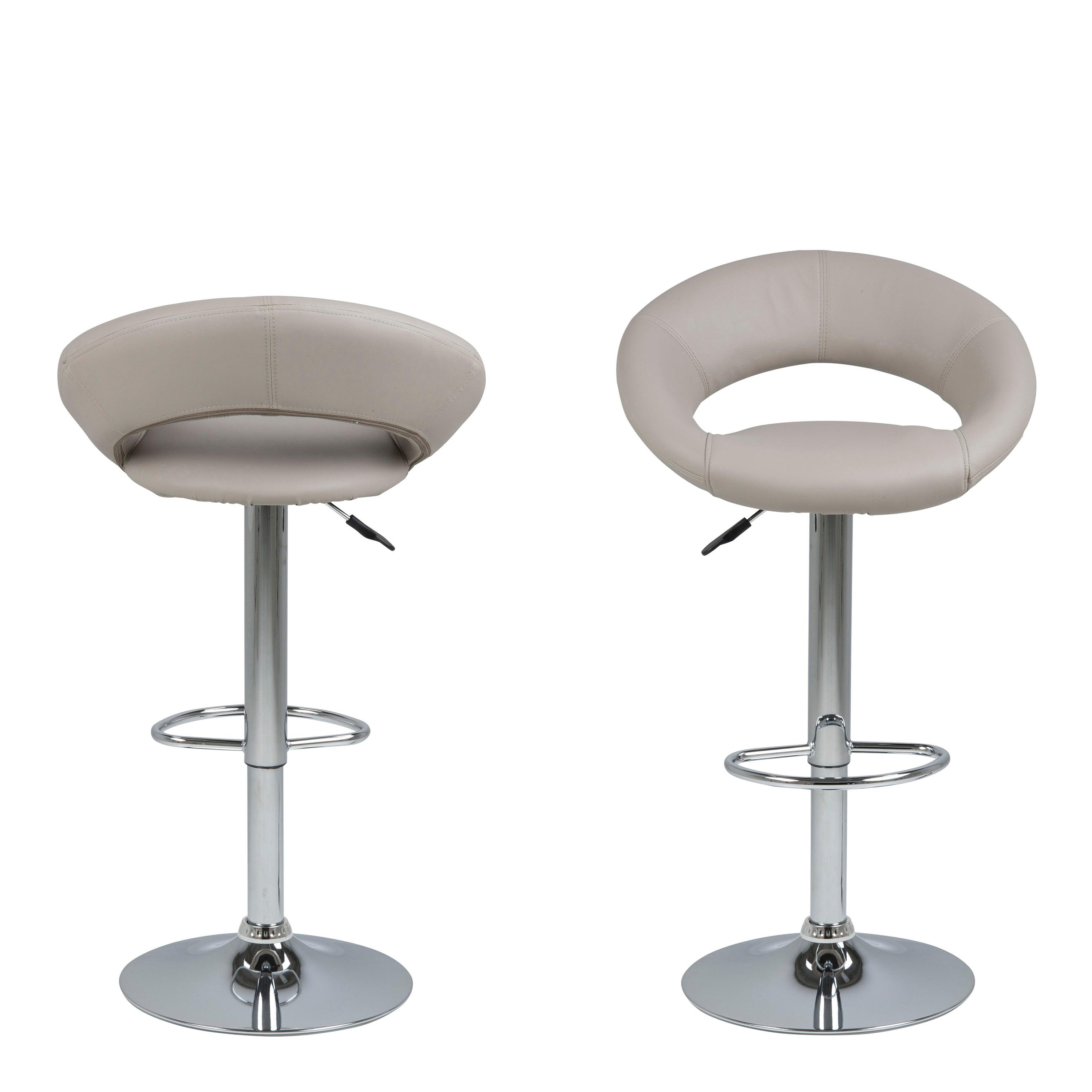 Plump Light Grey Swivel Bar Stool with Open Back - image 2