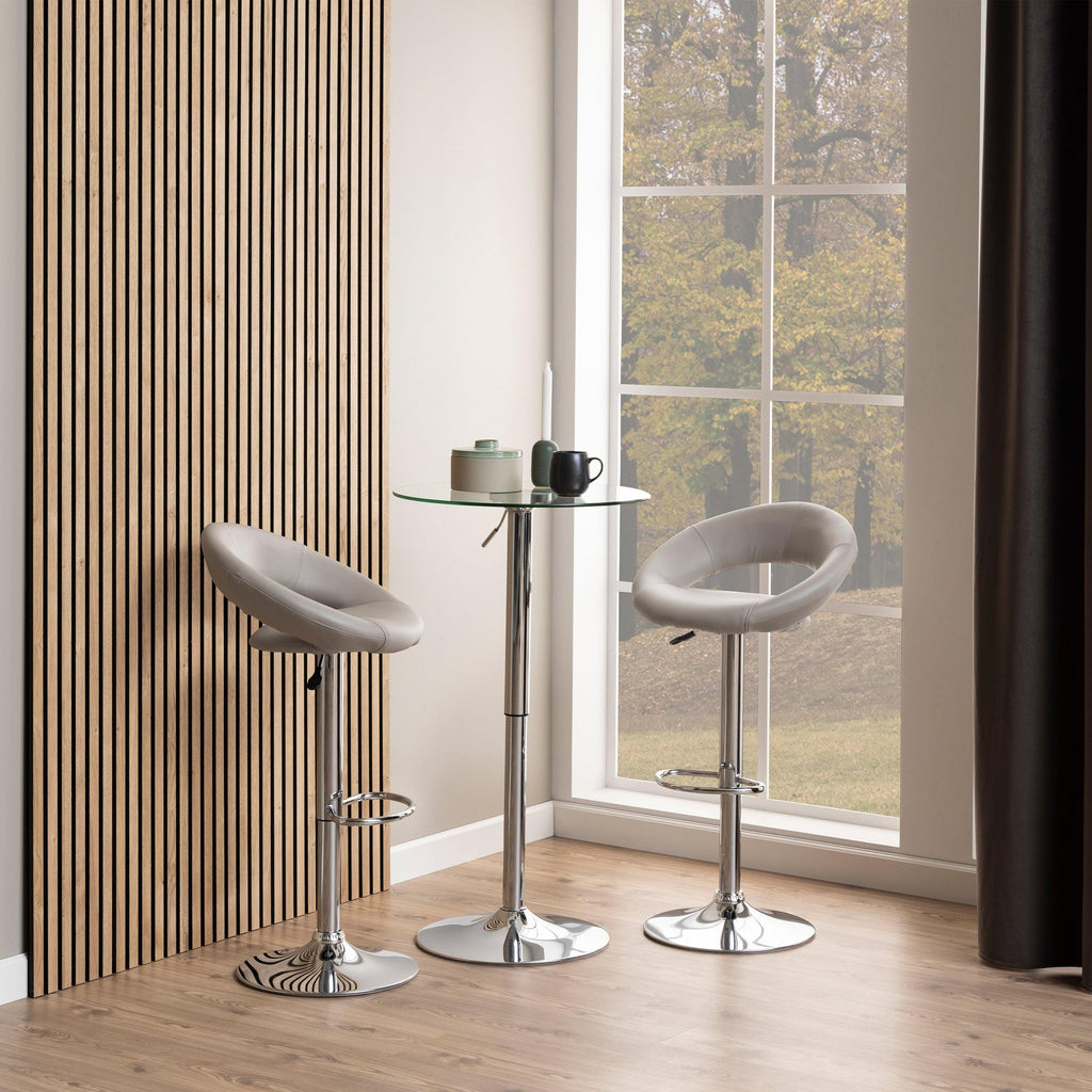 Plump Light Grey Swivel Bar Stool with Open Back - image 4