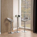 Plump Light Grey Swivel Bar Stool with Open Back - image 4