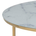 Alisma Round Coffee Table with White Marble Effect Glass Top & Gold Legs - image 5