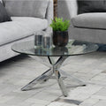 Heaven Round Coffee Table with Glass Top and Chrome Legs - image 5