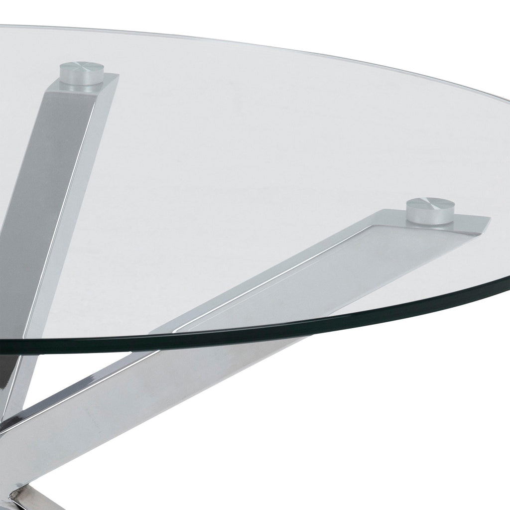 Heaven Round Coffee Table with Glass Top and Chrome Legs - image 7